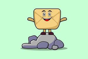 Cute cartoon Envelope character standing in stone vector