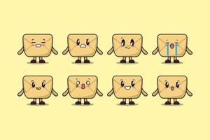 Set kawaii Envelope cartoon character expressions vector