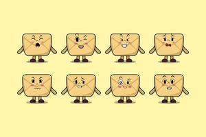 Set kawaii Envelope cartoon character expressions vector