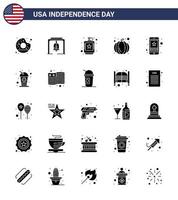 25 Solid Glyph Signs for USA Independence Day star usa festival alcoholic pumpkin liquid Editable USA Day Vector Design Elements