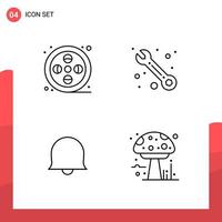 Pack of 4 Universal Outline Icons for Print Media on White Background Creative Black Icon vector background