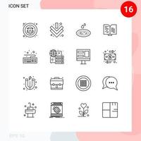 16 signos de esquema universales símbolos de conexión de hardware de caída de teclado elementos de diseño de vector editables de corazón