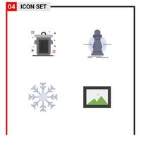 Set of 4 Modern UI Icons Symbols Signs for can flake consumption lower weather Editable Vector Design Elements