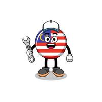 malaysia flag illustration cartoon as a mechanic vector