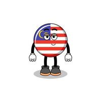 malaysia flag cartoon couple with shy pose vector