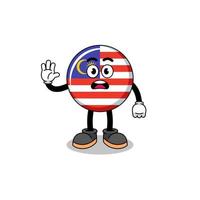 malaysia flag cartoon illustration doing stop hand vector