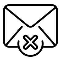 icono de rechazo de correo no me gusta, estilo de contorno vector