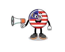 malaysia flag cartoon illustration holding megaphone vector