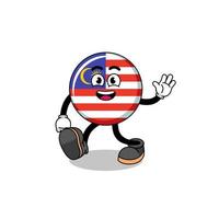 malaysia flag cartoon walking vector