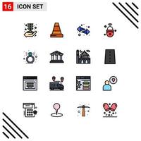 Group of 16 Flat Color Filled Lines Signs and Symbols for present wifi switch secure iot Editable Creative Vector Design Elements