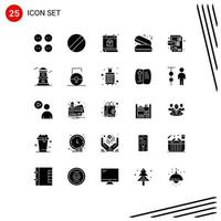 Group of 25 Solid Glyphs Signs and Symbols for observatory debit package credit business Editable Vector Design Elements