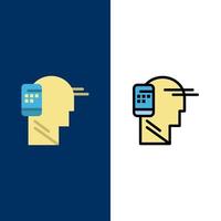 Communication Connected Human Mobile Mobility  Icons Flat and Line Filled Icon Set Vector Blue Background