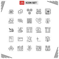 25 Icons Line Style Grid Based Creative Outline Symbols for Website Design Simple Line Icon Signs Isolated on White Background 25 Icon Set Creative Black Icon vector background
