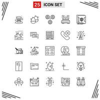 25 Icons Line Style Grid Based Creative Outline Symbols for Website Design Simple Line Icon Signs Isolated on White Background 25 Icon Set Creative Black Icon vector background