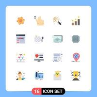 Modern Set of 16 Flat Colors Pictograph of site performance baking analysis mixer Editable Pack of Creative Vector Design Elements