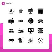 16 Creative Icons Modern Signs and Symbols of sidebar interface prize communication digital Editable Vector Design Elements