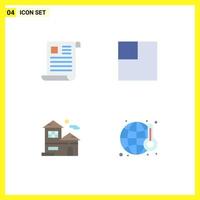 Set of 4 Vector Flat Icons on Grid for data building office scale gas Editable Vector Design Elements