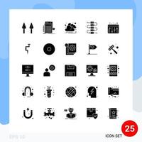 Set of 25 Modern UI Icons Symbols Signs for carpenter equalizer cloud audio virtuoso Editable Vector Design Elements