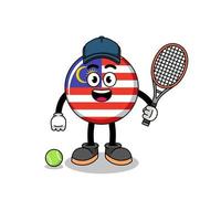 ilustración de la bandera de malasia como jugador de tenis vector