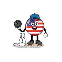Mascot of malaysia flag as a bowling player vector