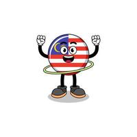ilustración de personaje de bandera de malasia jugando hula hoop vector