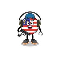 Character mascot of malaysia flag doing shooting range vector