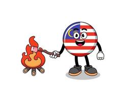 Illustration of malaysia flag burning a marshmallow vector