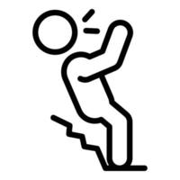 icono de escaleras de persona descuidada, estilo de esquema vector