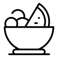 sabroso icono de ensalada de frutas, estilo de esquema vector
