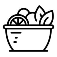 icono de ensalada de frutas de bayas, estilo de contorno vector