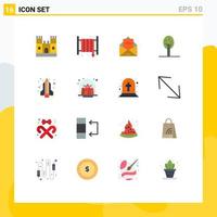 Group of 16 Flat Colors Signs and Symbols for science pencil rocket advertising tree nature Editable Pack of Creative Vector Design Elements