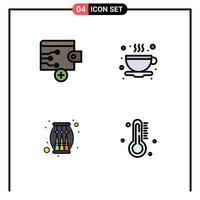 Universal Icon Symbols Group of 4 Modern Filledline Flat Colors of business party tea drum temperature Editable Vector Design Elements