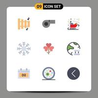 Set of 9 Modern UI Icons Symbols Signs for flower flora santa flower weather Editable Vector Design Elements