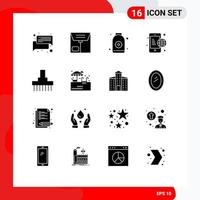 Modern Set of 16 Solid Glyphs and symbols such as front combine sauna internet communication Editable Vector Design Elements