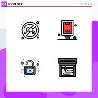 Universal Icon Symbols Group of 4 Modern Filledline Flat Colors of co lock disable billboard unlock Editable Vector Design Elements