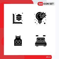 4 Universal Solid Glyph Signs Symbols of scale t shrit bulb planning sport Editable Vector Design Elements