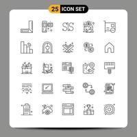 25 User Interface Line Pack of modern Signs and Symbols of hardware computers crypto card landmark Editable Vector Design Elements