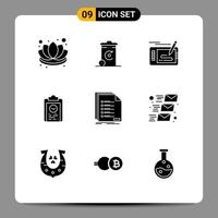 9 Universal Solid Glyphs Set for Web and Mobile Applications training plan design coach pad Editable Vector Design Elements