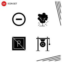 Collection of 4 Vector Icons in solid style Pixle Perfect Glyph Symbols for Web and Mobile Solid Icon Signs on White Background 4 Icons Creative Black Icon vector background