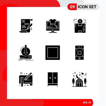 Modern Set of 9 Solid Glyphs Pictograph of layout download delivery dlc addition Editable Vector Design Elements