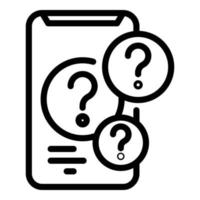 Smartphone question interaction icon, outline style vector