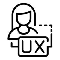 icono de interacción de mujer ux, estilo de esquema vector