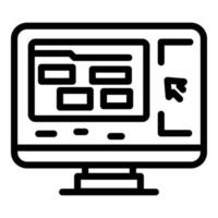 icono de interacción del monitor en línea, estilo de esquema vector