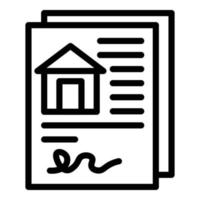 icono de documento de compra de vivienda, estilo de esquema vector