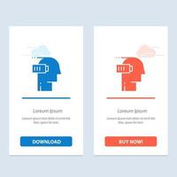 Battery Exhaustion Low Mental Mind  Blue and Red Download and Buy Now web Widget Card Template vector