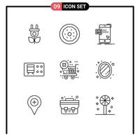 Stock Vector Icon Pack of 9 Line Signs and Symbols for store checkout dialog transport railroad Editable Vector Design Elements