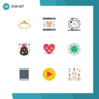 símbolos de iconos universales grupo de 9 colores planos modernos de regalo nacimiento bolsa de compras biología elementos de diseño vectorial editables vector