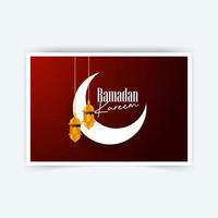 Ramadan Kareem celebrate greeting card  with arabic design patterns and lanterns arabic lamp Ramadan Card vector