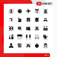 Mobile Interface Solid Glyph Set of 25 Pictograms of reload window plane panel plug Editable Vector Design Elements