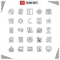 25 Icons Line Style Grid Based Creative Outline Symbols for Website Design Simple Line Icon Signs Isolated on White Background 25 Icon Set Creative Black Icon vector background